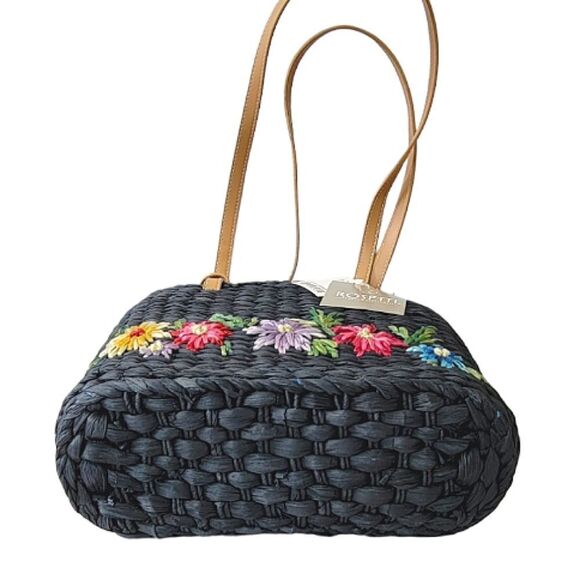Rosetti Black Woven Floral Embroidered Shoulder Purse - Picture 5 of 7
